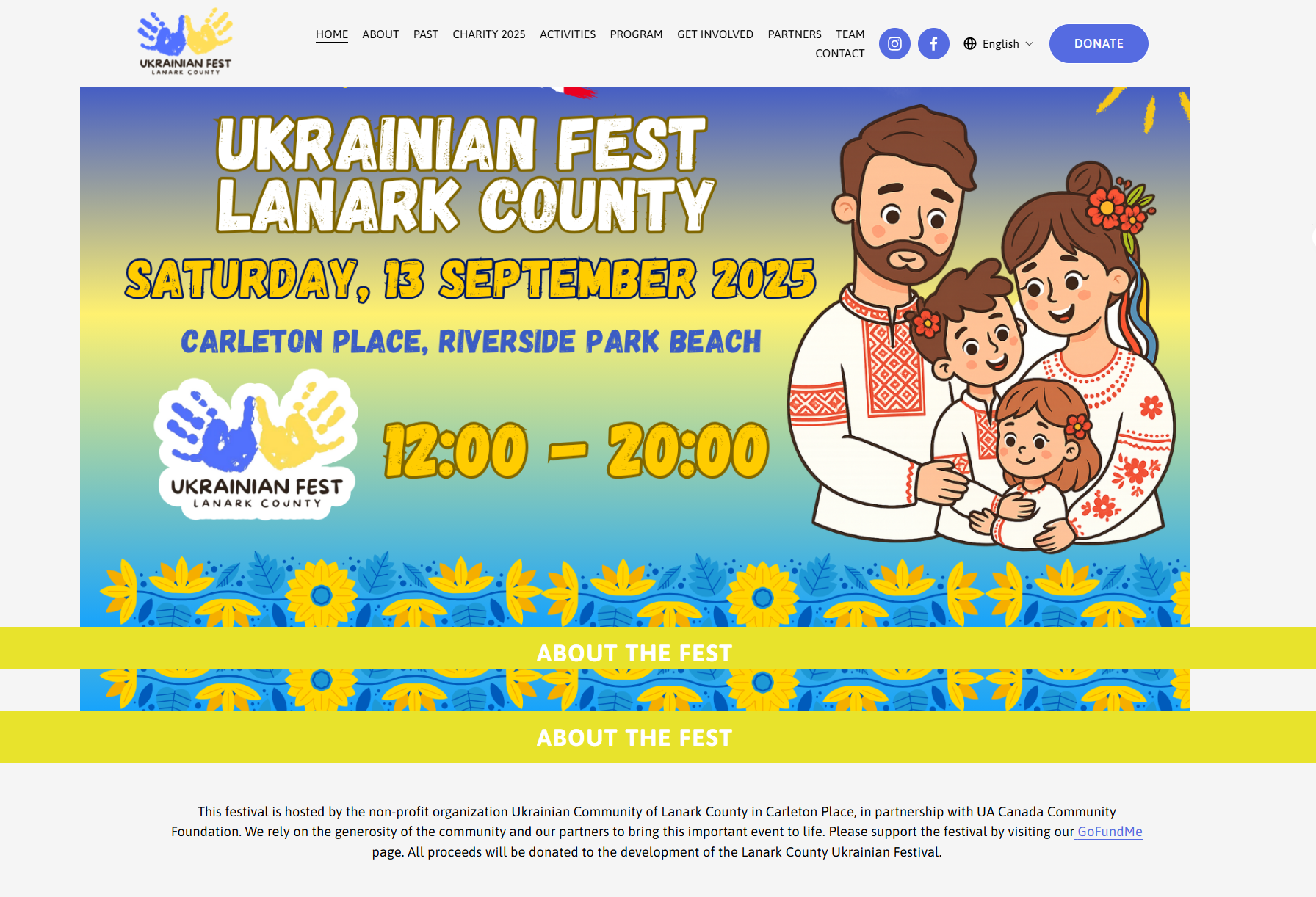 Mobile web application-guide for Ukrainian Fest Lanark County (Canada)
