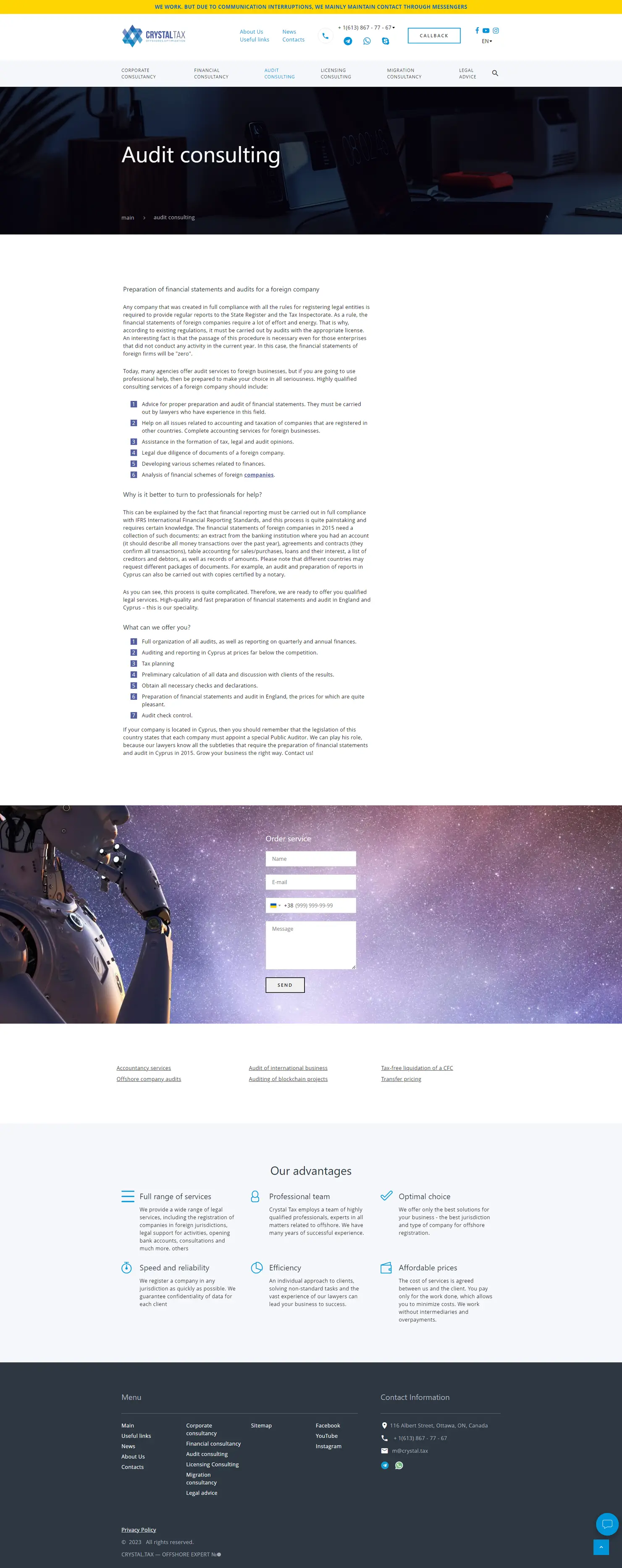 Crystal Tax — offshore and international tax-planning website — project screenshot 2